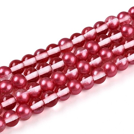 Baking Paint Transparent Glass Beads Strands DGLA-N011-6mm-06-1
