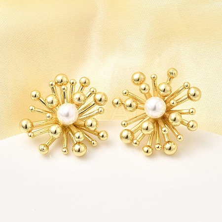 Brass Flower Stud Earrings EJEW-H171-05G-1