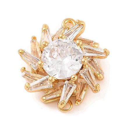 Brass Pave Clear Cubic Zirconia Connector Charms KK-S389-40G-1