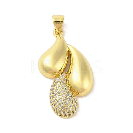 Rack Plating Brass Clear Cubic Zirconia Pendants KK-S380-19G-1