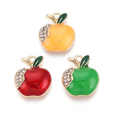 Rack Plating Alloy Crystal Rhinestone Enamel Pendants PALLOY-T091-29M-1