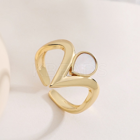 Brass Open Cuff Rings for Women RJEW-K308-04B-G-1