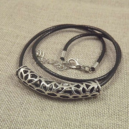 Jewelry Miao Yin Cang Yin Rose Hollow Bend Black Leather Rope Little Fish Lotus Female Short Necklace IZ4680-3-1