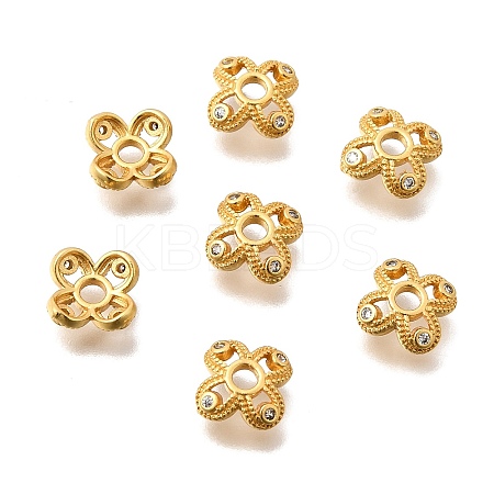 Brass Micro Pave Clear Cubic Zirconia Bead Caps KK-G600-20G-1