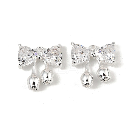 Brass Micro Pave Cubic Zirconia Charms KK-C155-07S-1