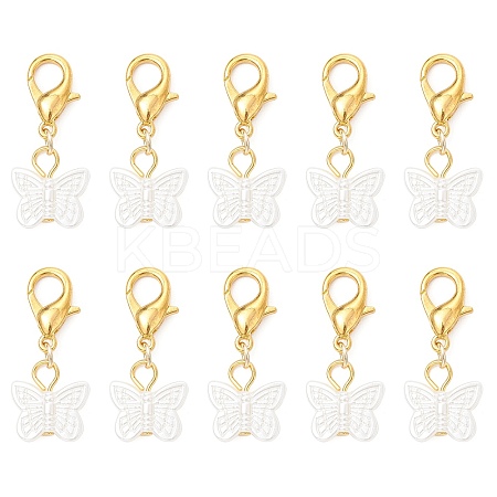 10Pcs Acrylic Butterfly Pendant Decorations HJEW-MZ00330-S-1