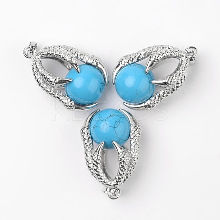 Eagle Claw Alloy Synthetic Turquoise Pendants G-L455-A16-1