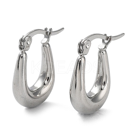 Non-Tarnish 304 Stainless Steel Oval Hoop Earrings for Women EJEW-P234-09P-1