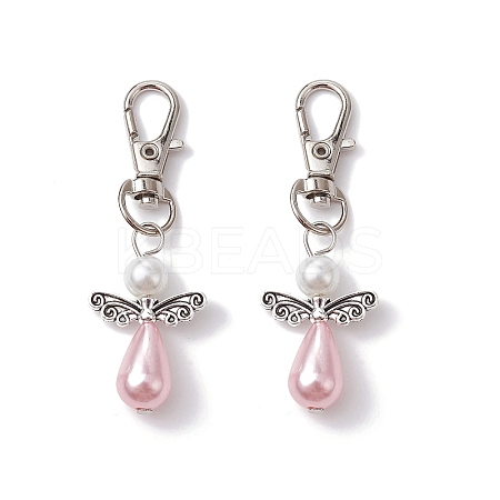 Angel ABS Plastic & Glass Imitation Pearl Pendant Decorations HJEW-JM01359-01S-1