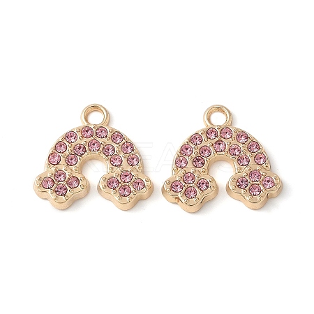 Alloy Pink Rhinestone Pendants PALLOY-E775-15G-1