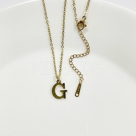 304 Stainless Steel Letter Pendant Necklaces NJEW-WH0027-26G-G-1