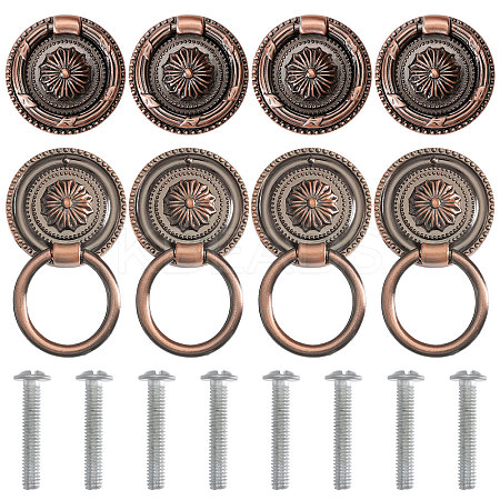 8Pcs Flower Zinc Alloy Cabinet Handles AJEW-FH0006-30B-1