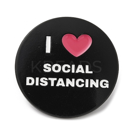 Word I Love Social Distancing Enamel Pin JEWB-H010-04EB-10-1