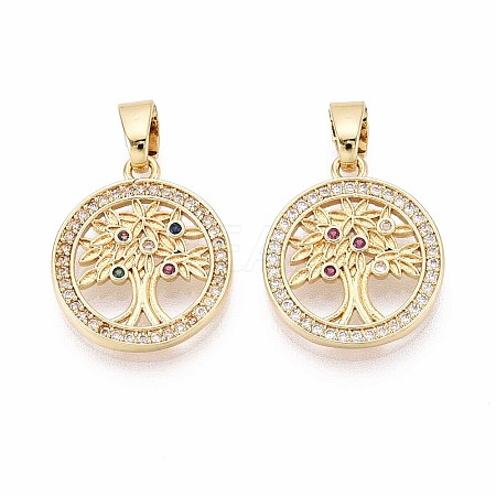 Brass Micro Pave Cubic Zirconia Pendants KK-T071-93G-1