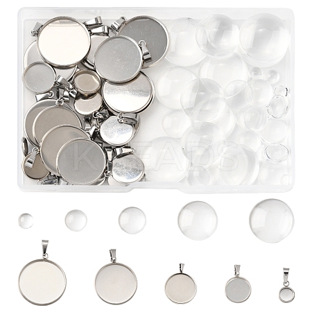DIY 304 Stainless Steel Tray Pendants Making Kits DIY-FS0008-83-1