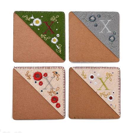 4Pcs Letter Personalized Hand Embroidered Corner Bookmarks JX587X-1