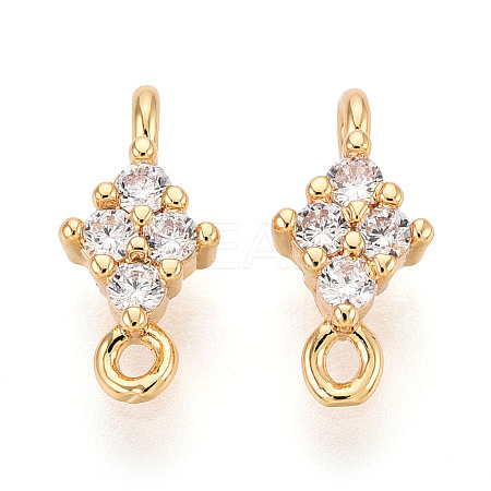 Brass Pave Clear Cubic Zirconia Connector Charms X1-KK-T078-03G-01-1