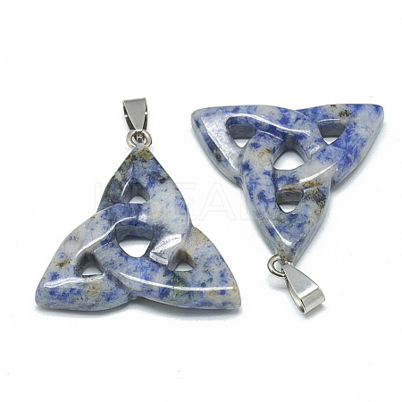 Natural Blue Spot Jasper Pendants G-T088-08-1
