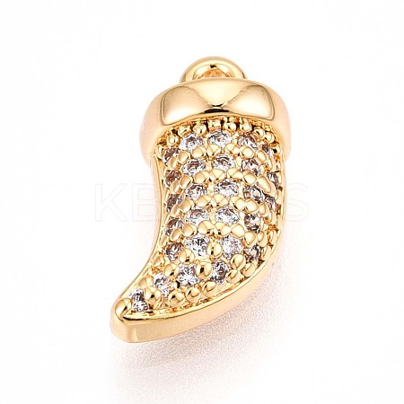 Brass Micro Pave Clear Cubic Zirconia Pendants KK-T075-04G-1