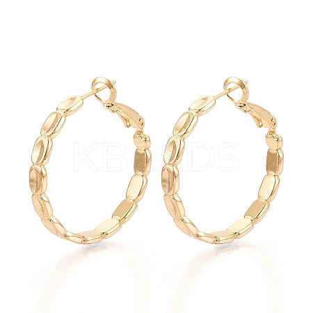 Oval Brass Hoop Earrings EJEW-T047-97G-1