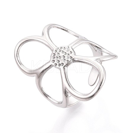 Adjustable 304 Stainless Steel Cuff Rings for Women RJEW-N052-22P-1