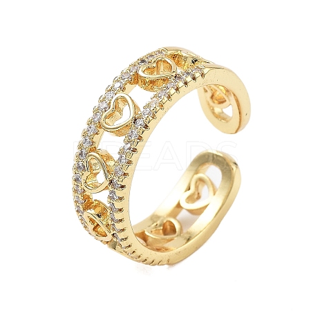 Brass Micro Pave Cubic Zirconia Cuff Rings for Women LS-RJEW-U031-01G-1