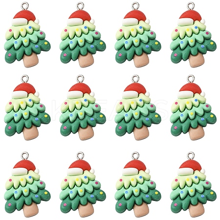 12Pcs Christmas Opaque Resin Pendants RESI-YW0004-83-1