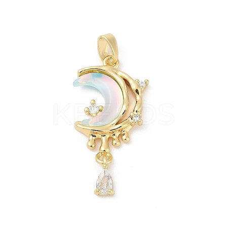 Brass Micro Pave Clear Cubic Zirconia Pendants KK-R213-05G-1