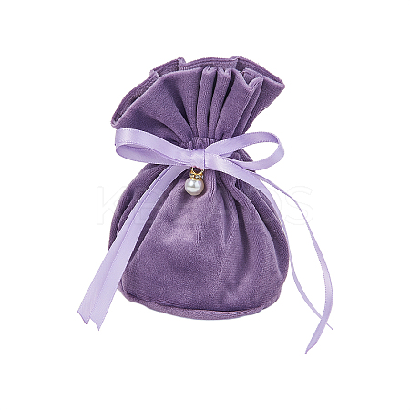 Velvet Jewelry Bags with Drawstring & Plastic Imitation Pearl TP-CJC0001-03H-1