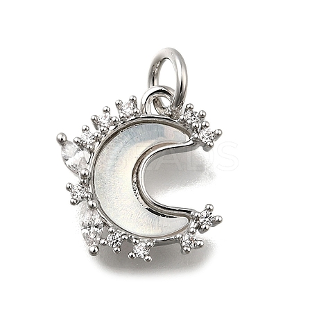 Brass Micro Pave Clear Cubic Zirconia with Glass Charms KK-G525-06P-03-1