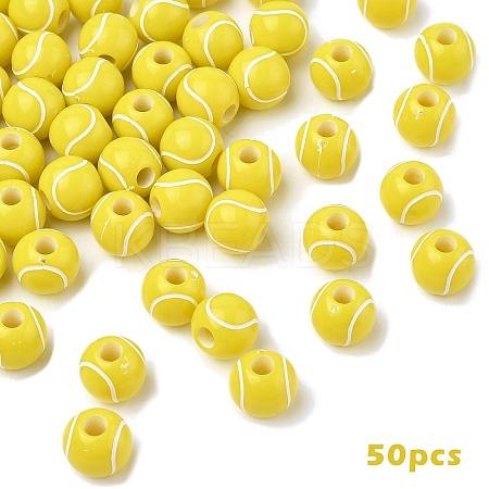 50Pcs Tennis Opaque Acrylic Beads SACR-YW0002-02-1