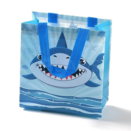 Cartoon Printed Shark Non-Woven Reusable Folding Gift Bags with Handle ABAG-F009-D04-1