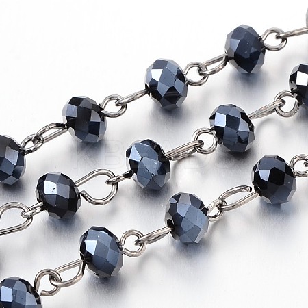 Handmade Glass Beaded Chains for Necklaces Bracelets Making AJEW-JB00132-03-1
