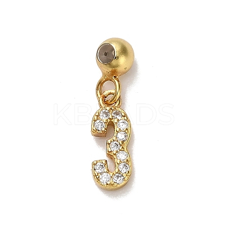 925 Sterling Silver Micro Pave Clear Cubic Zirconia European Dangle Charms STER-A045-01G-3-1