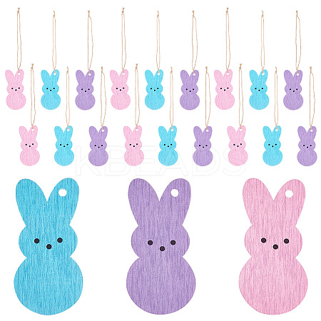 3 Bags 3 Colors Easter Theme Wooden Pendant Decorations HJEW-OC0001-32-1