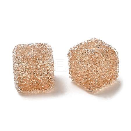 Drusy Cube Resin Rhinestone Beads RESI-C038-02G-1
