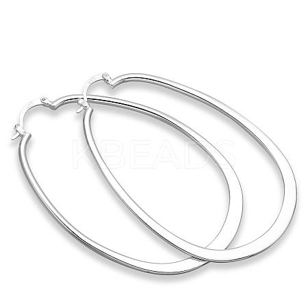 Women Big Earrings Silver Color Plated Brass teardrop EJEW-BB11990-1