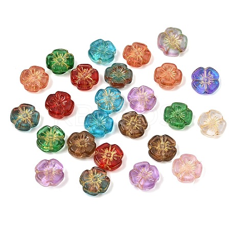 Baking Paint and Golden Metal Enlaced Glass Beads GL-CBA1477-16-1