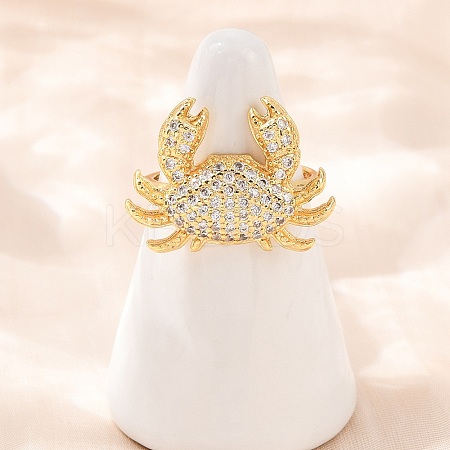 Brass Micro Pave Cubic Zirconia Cuff Rings RJEW-C145-01C-G-1