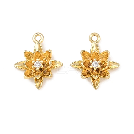 Brass Micro Pave Clear Cubic Zirconia Charms KK-G544-07G-03-1