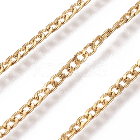 3.28 Feet 304 Stainless Steel Curb Chains X-CHS-E018-05G-1