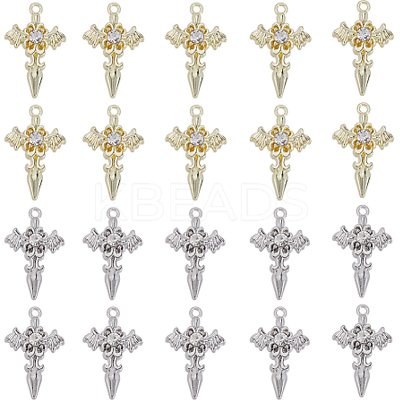 20Pcs 2 Colors Alloy with Rhinestone Pendants FIND-SC0009-94-1