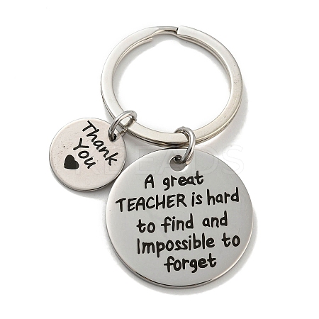 Teacher's Day Gift 201 Stainless Steel Word Thank You Keychains LS-KEYC-E040-05P-03-1