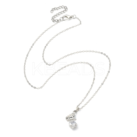 Crystal Rhinestone Butterfly Pendant Necklace with Cable Chains NJEW-FZ00018-1