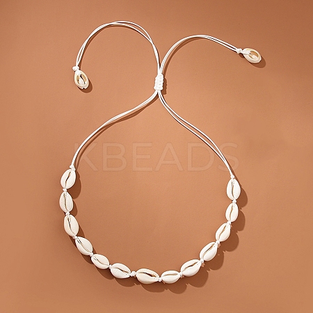 Natural Sea Shell Beaded Braided Necklaces WG8D1EE-05-1