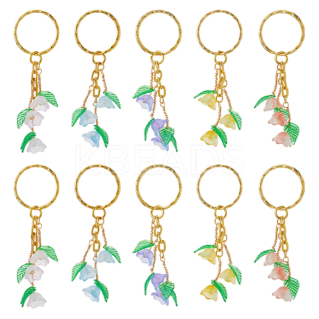 20Pcs 5 Colors Glass Keychain KEYC-FH00057-1
