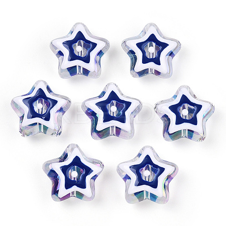 UV Plating Rainbow Iridescent Acrylic Beads OACR-A018-04D-1