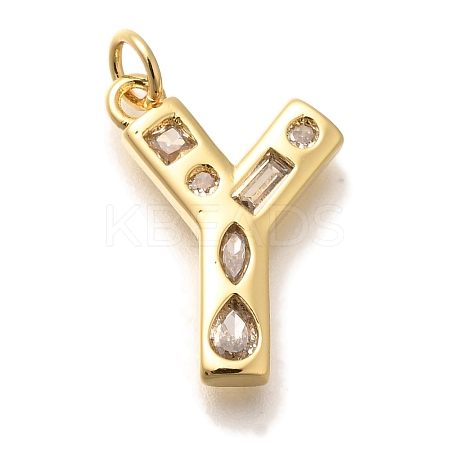 Brass Micro Pave Clear Cubic Zirconia Pendants KK-G521-01G-Y-1