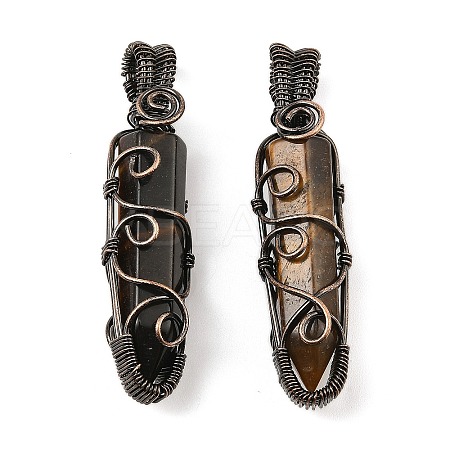 Natural Tiger Eye Pendants G-K338-28R-04-1