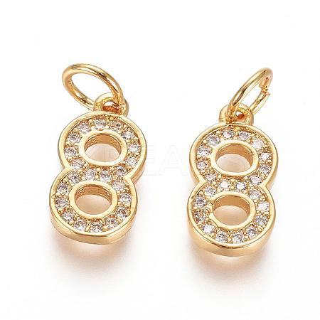Brass Micro Pave Clear Cubic Zirconia Charms ZIRC-L092-08-G-1